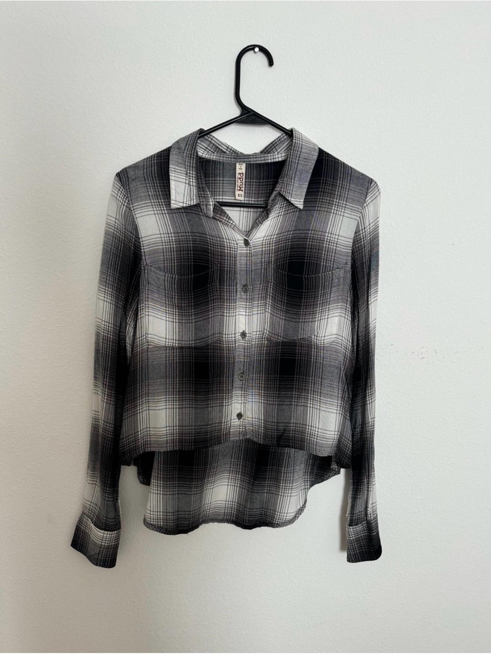 Mudd Black and White Plaid Button-Down Shirt